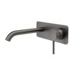 Kaya Wall Basin/Bath Mixer Set, Gun Metal, Square Plate, 160mm Outlet Kaya Wall Basin/Bath Mixer Set, Gun Metal, Square Plate, 160mm Outlet